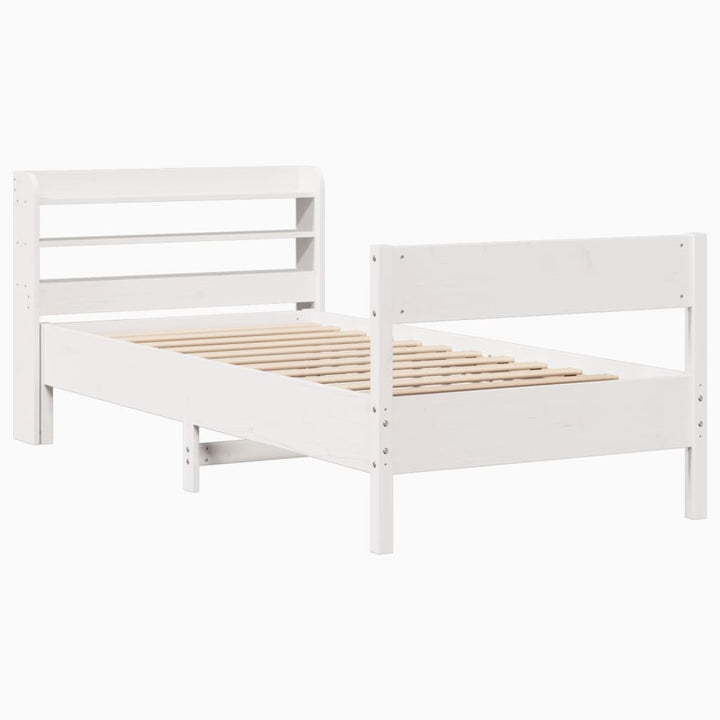 sengeramme uden madras 75x190 cm massivt fyrretræ hvid