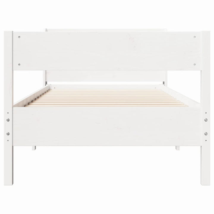 sengeramme uden madras 75x190 cm massivt fyrretræ hvid