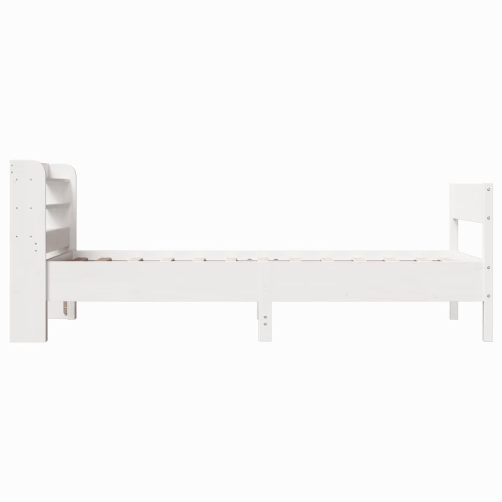 sengeramme uden madras 75x190 cm massivt fyrretræ hvid