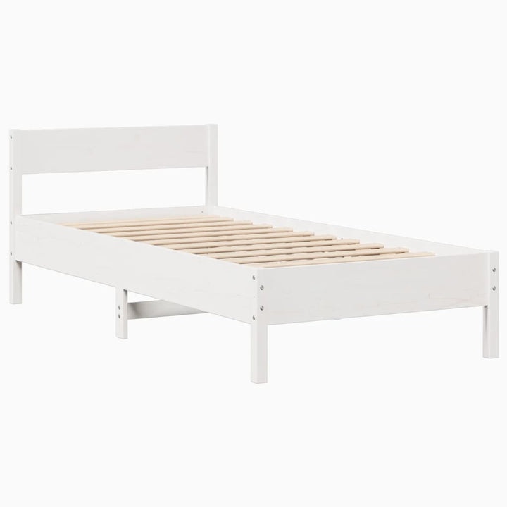 sengeramme uden madras 75x190 cm massivt fyrretræ hvid