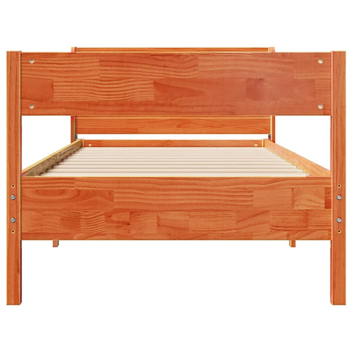 sengeramme uden madras 75x190 cm massivt fyrretræ gyldenbrun