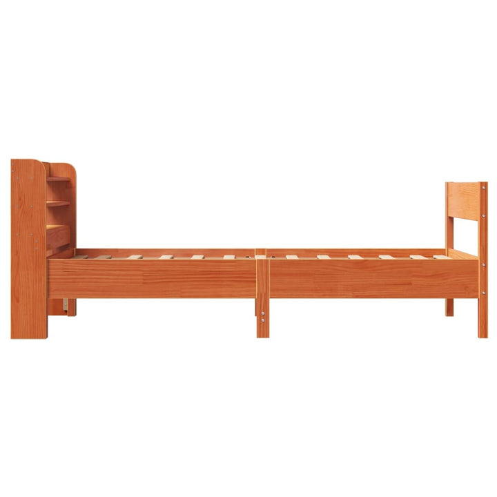 sengeramme uden madras 75x190 cm massivt fyrretræ gyldenbrun