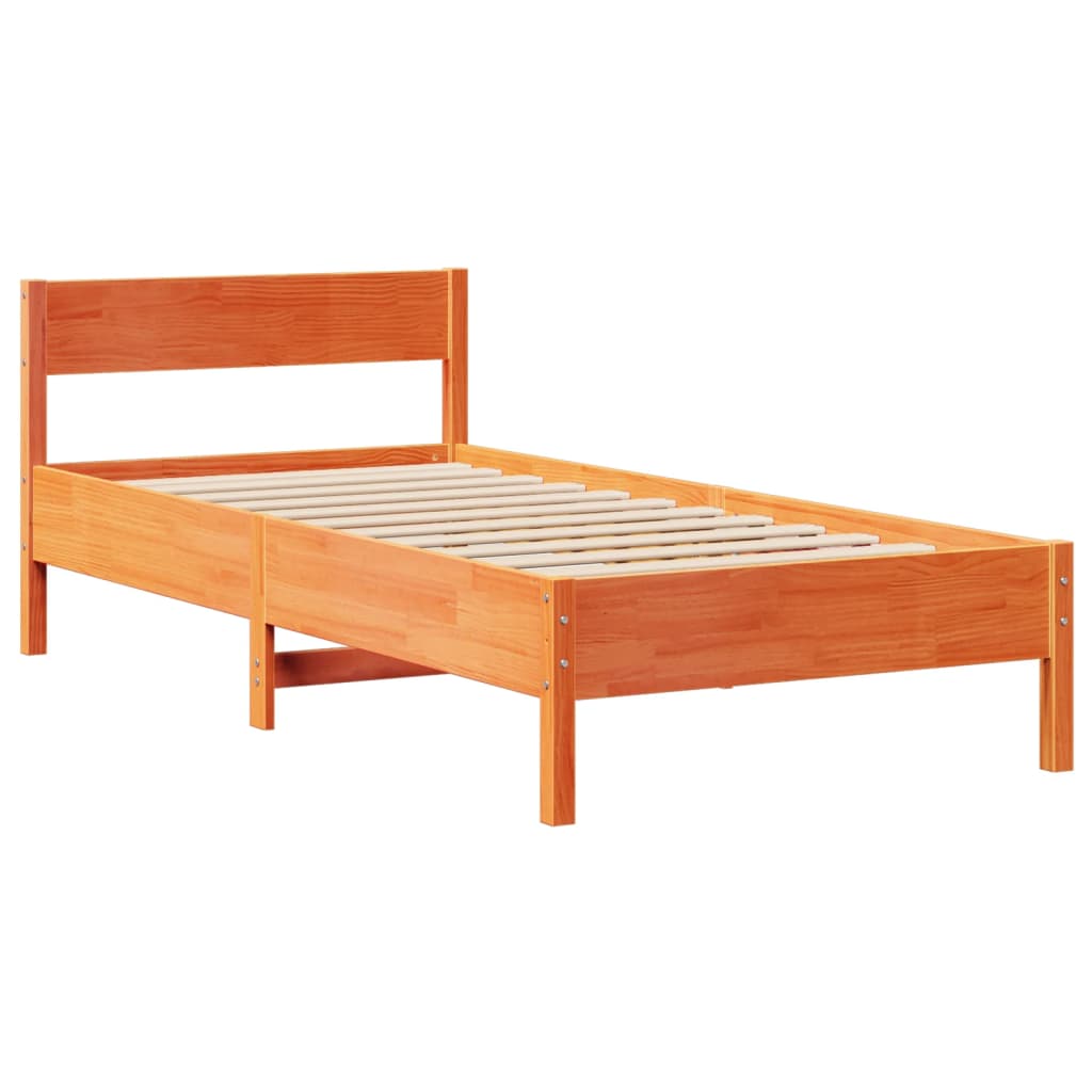 sengeramme uden madras 75x190 cm massivt fyrretræ gyldenbrun