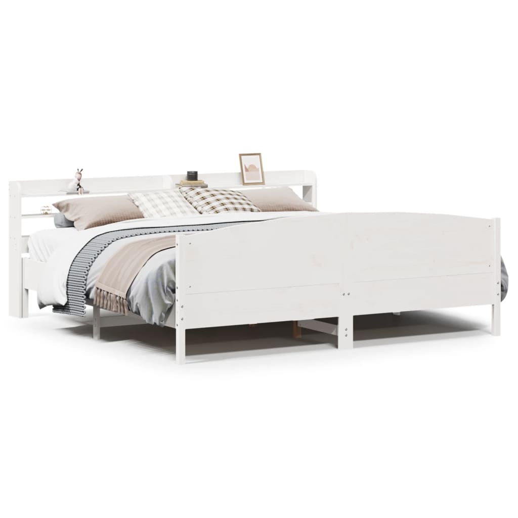 sengeramme uden madras 200x200 cm massivt fyrretræ hvid