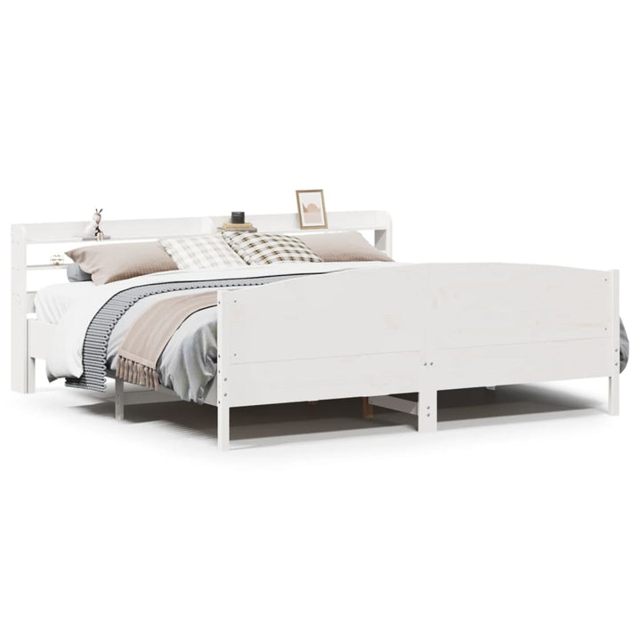 sengeramme uden madras 200x200 cm massivt fyrretræ hvid
