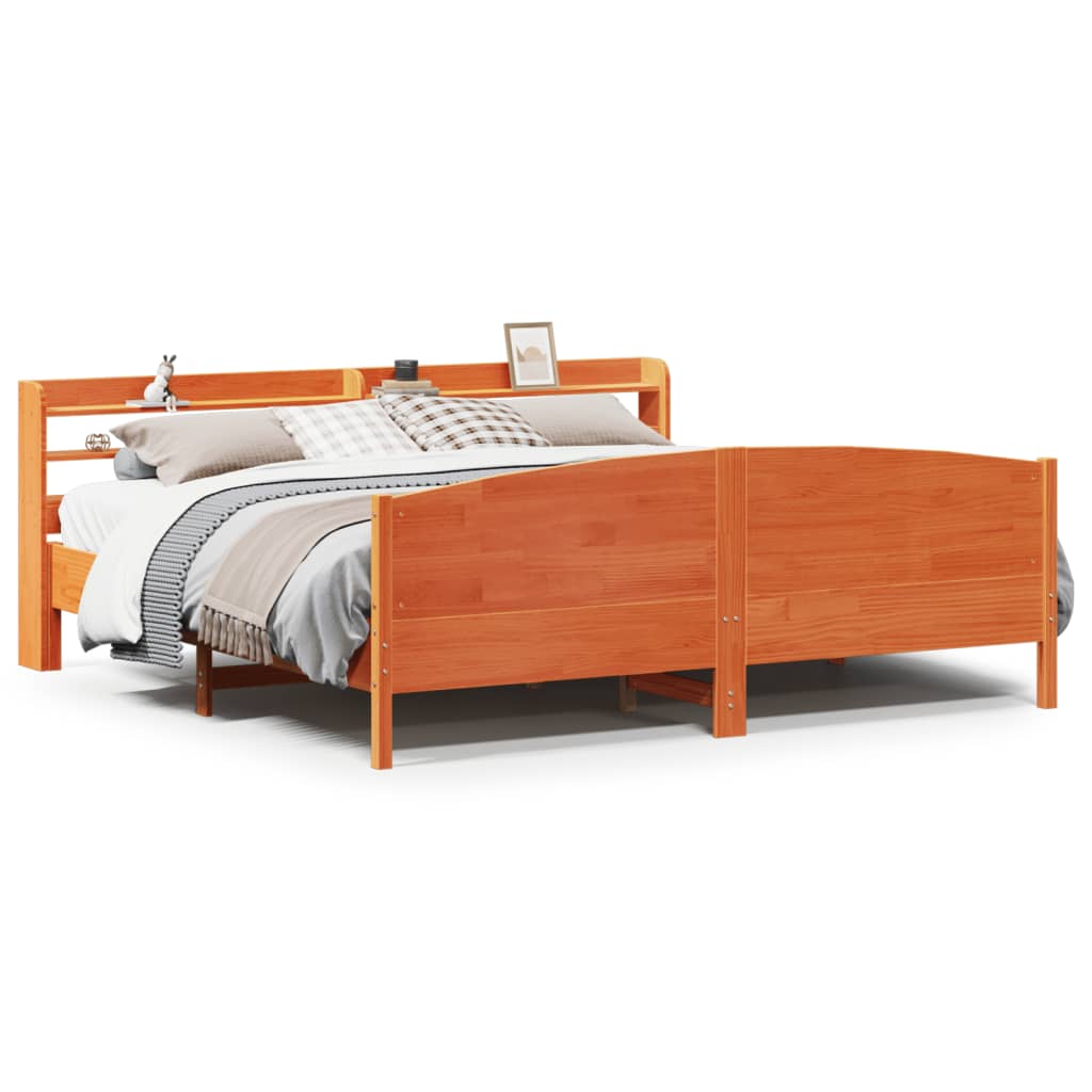 sengeramme uden madras 200x200 cm massivt fyrretræ gyldenbrun