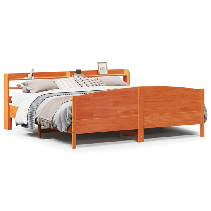 sengeramme uden madras 200x200 cm massivt fyrretræ gyldenbrun