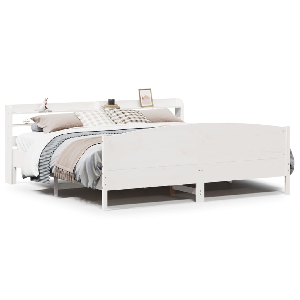 sengeramme uden madras 180x200 cm massivt fyrretræ hvid