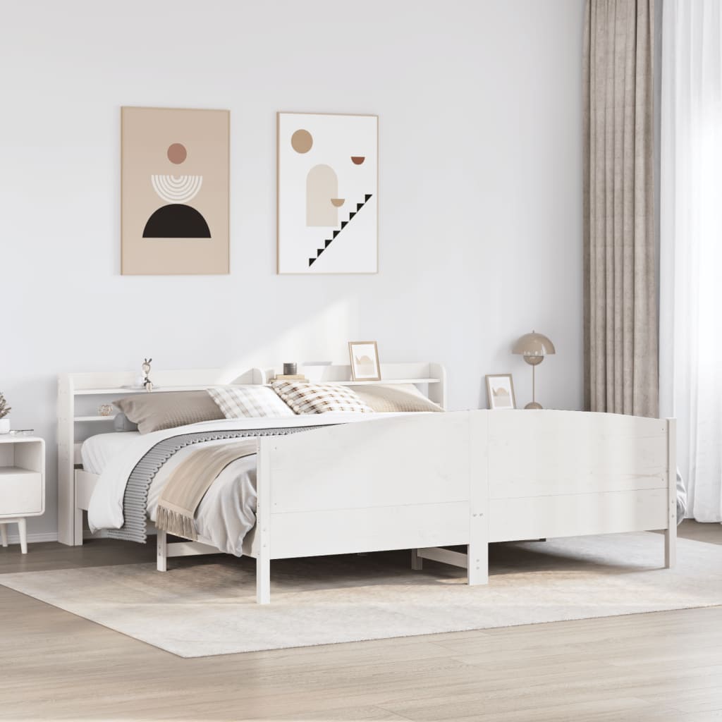 sengeramme uden madras 180x200 cm massivt fyrretræ hvid