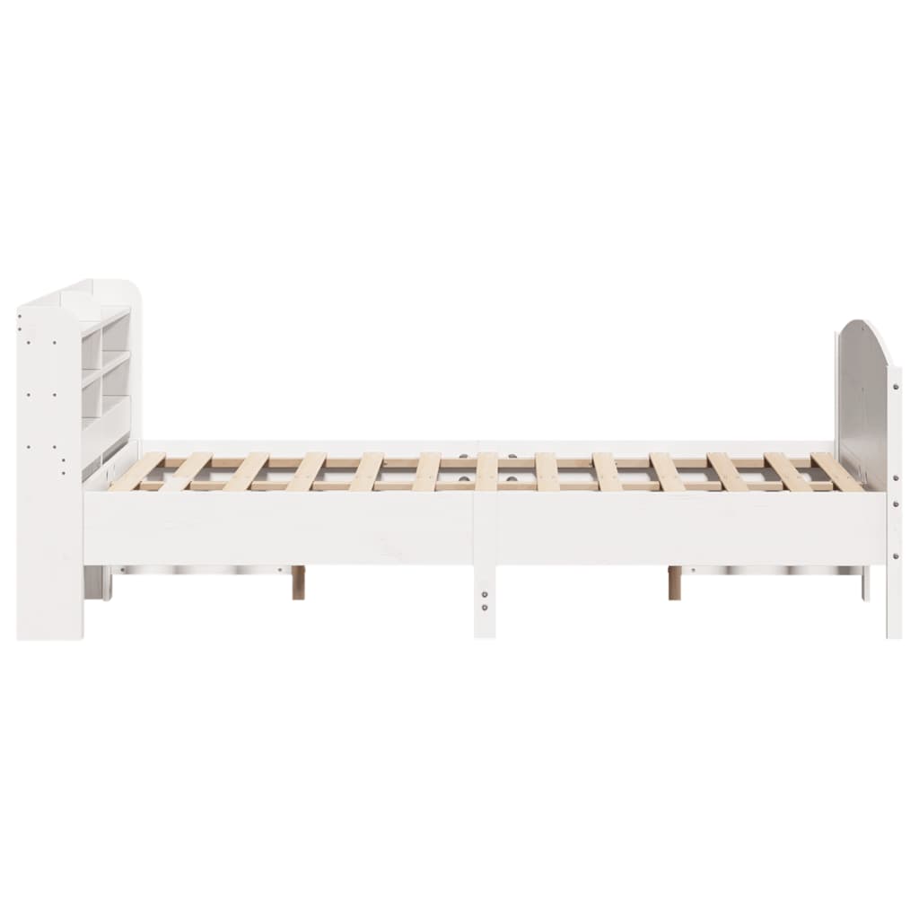 sengeramme uden madras 150x200 cm massivt fyrretræ hvid