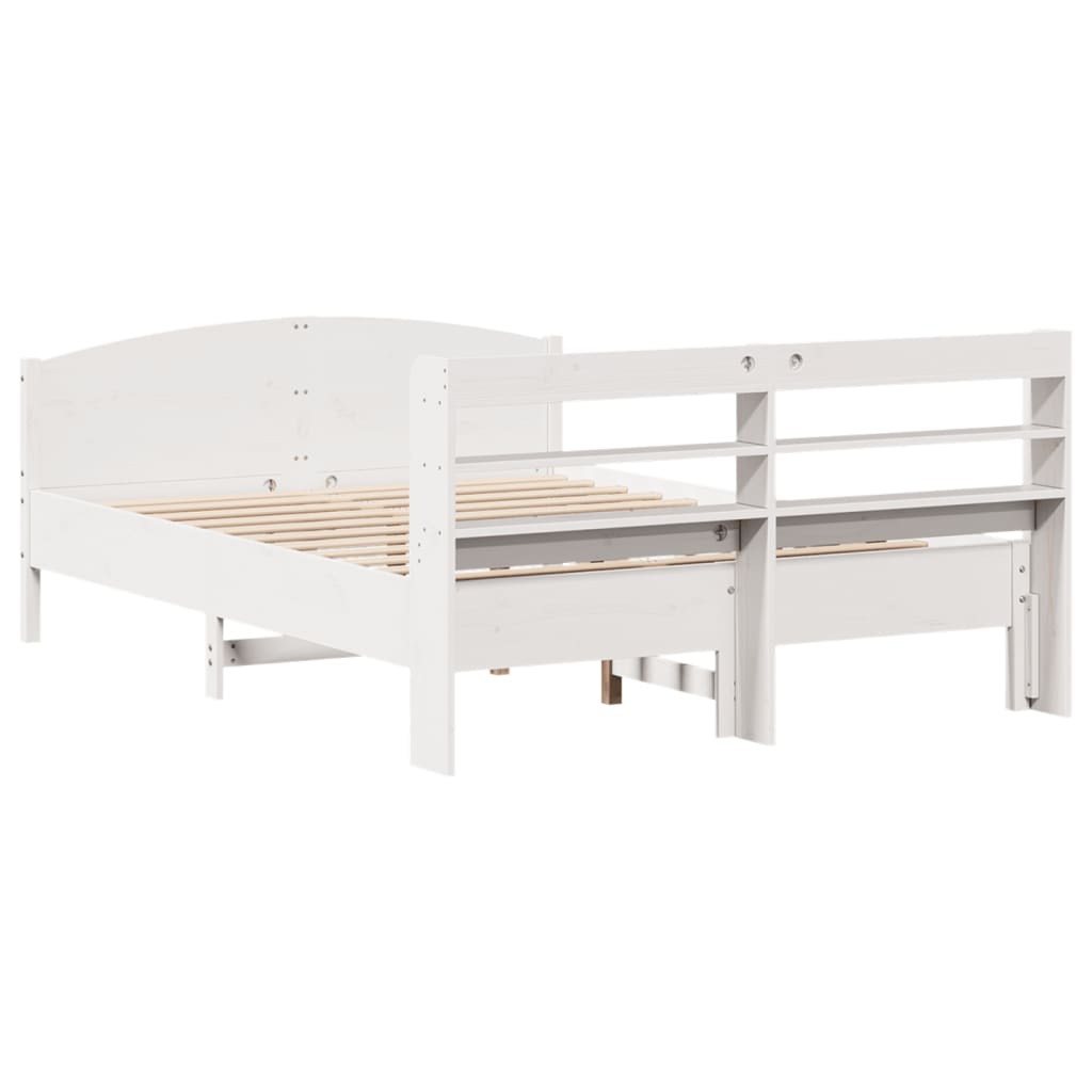 sengeramme uden madras 150x200 cm massivt fyrretræ hvid