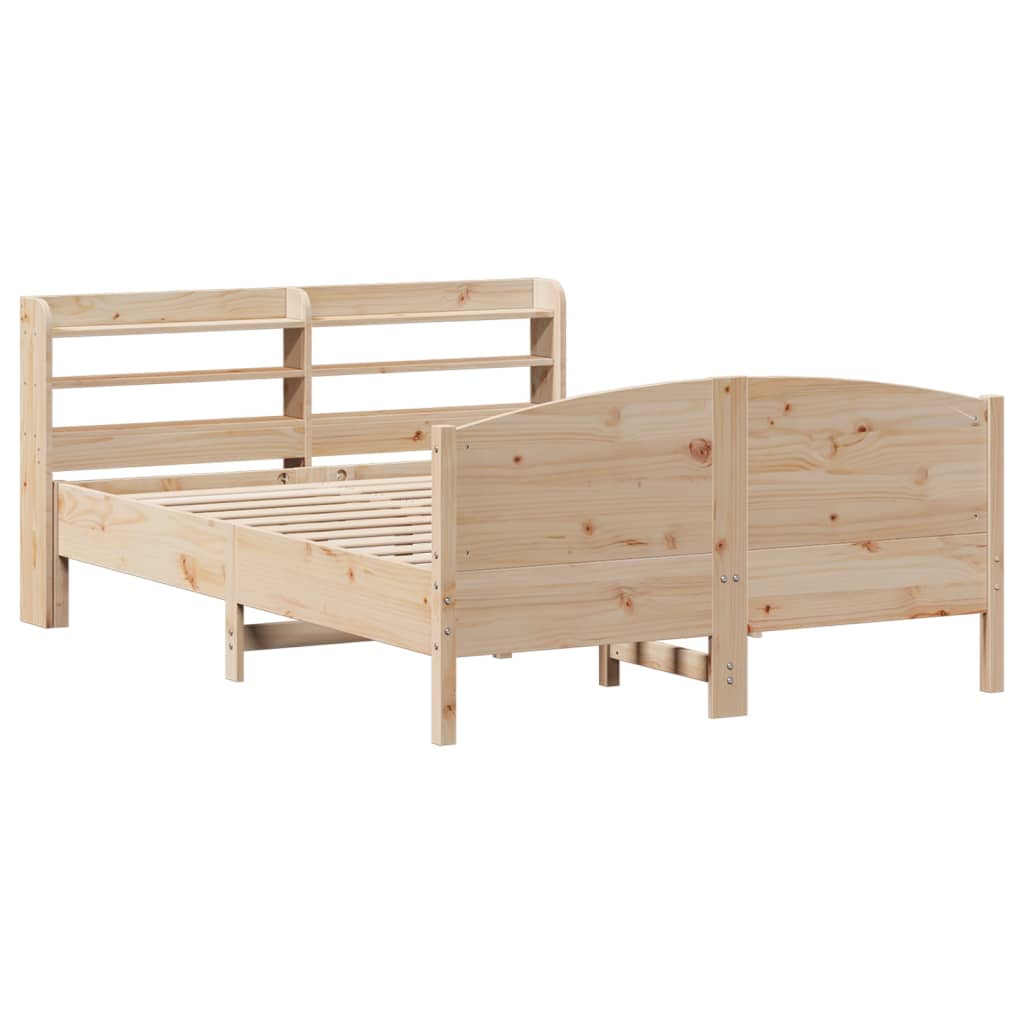 sengeramme uden madras 135x190 cm massivt fyrretræ hvid