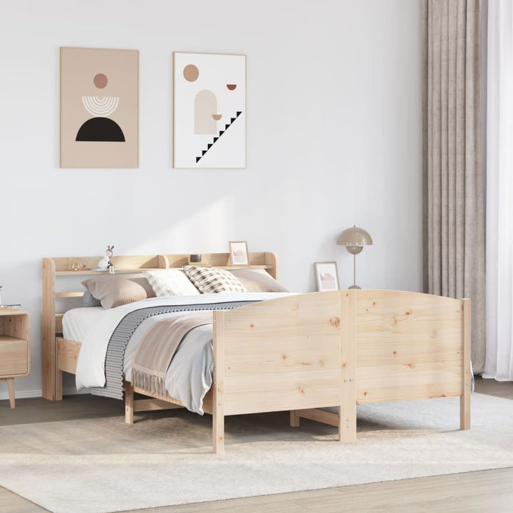 sengeramme uden madras 135x190 cm massivt fyrretræ hvid