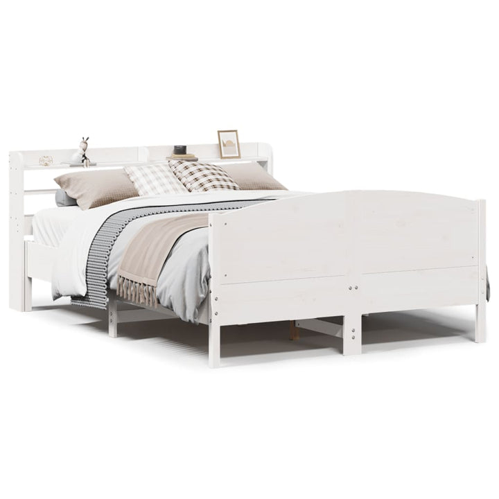 sengeramme uden madras 135x190 cm massivt fyrretræ hvid