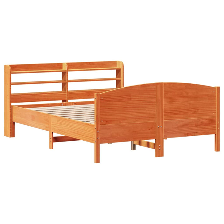 sengeramme uden madras 135x190 cm massivt fyrretræ brun