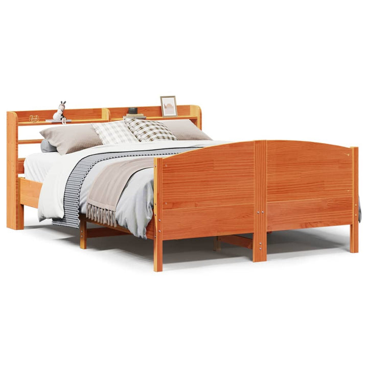 sengeramme uden madras 120x190 cm massivt fyrretræ gyldenbrun
