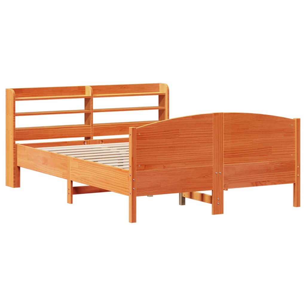 sengeramme uden madras 120x190 cm massivt fyrretræ gyldenbrun