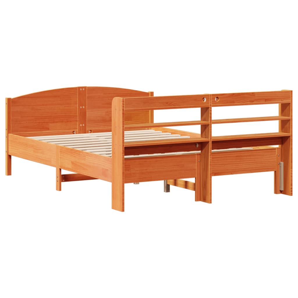 sengeramme uden madras 120x190 cm massivt fyrretræ gyldenbrun