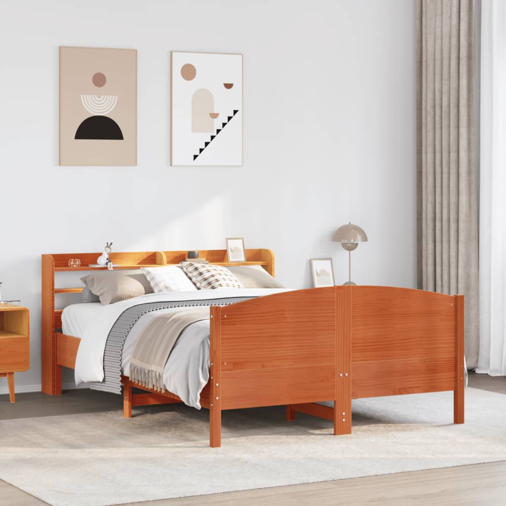 sengeramme uden madras 120x190 cm massivt fyrretræ gyldenbrun