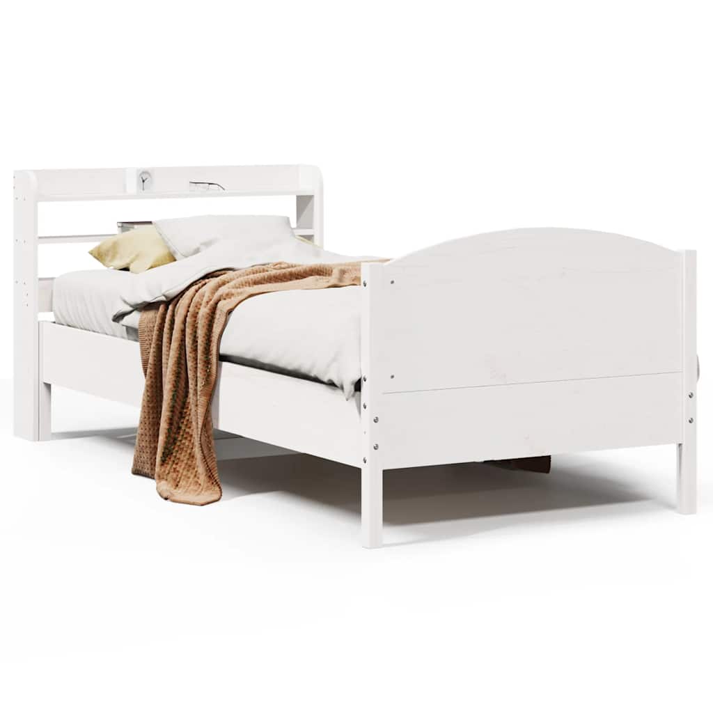 sengeramme uden madras 100x200 cm massivt fyrretræ hvid