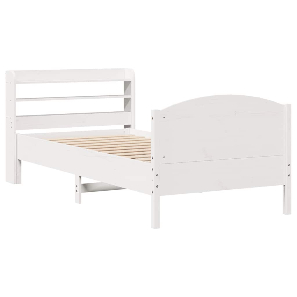 sengeramme uden madras 100x200 cm massivt fyrretræ hvid