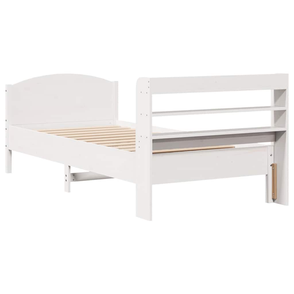 sengeramme uden madras 100x200 cm massivt fyrretræ hvid