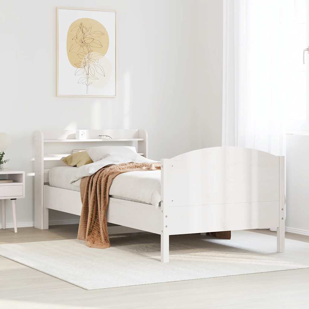 sengeramme uden madras 100x200 cm massivt fyrretræ hvid