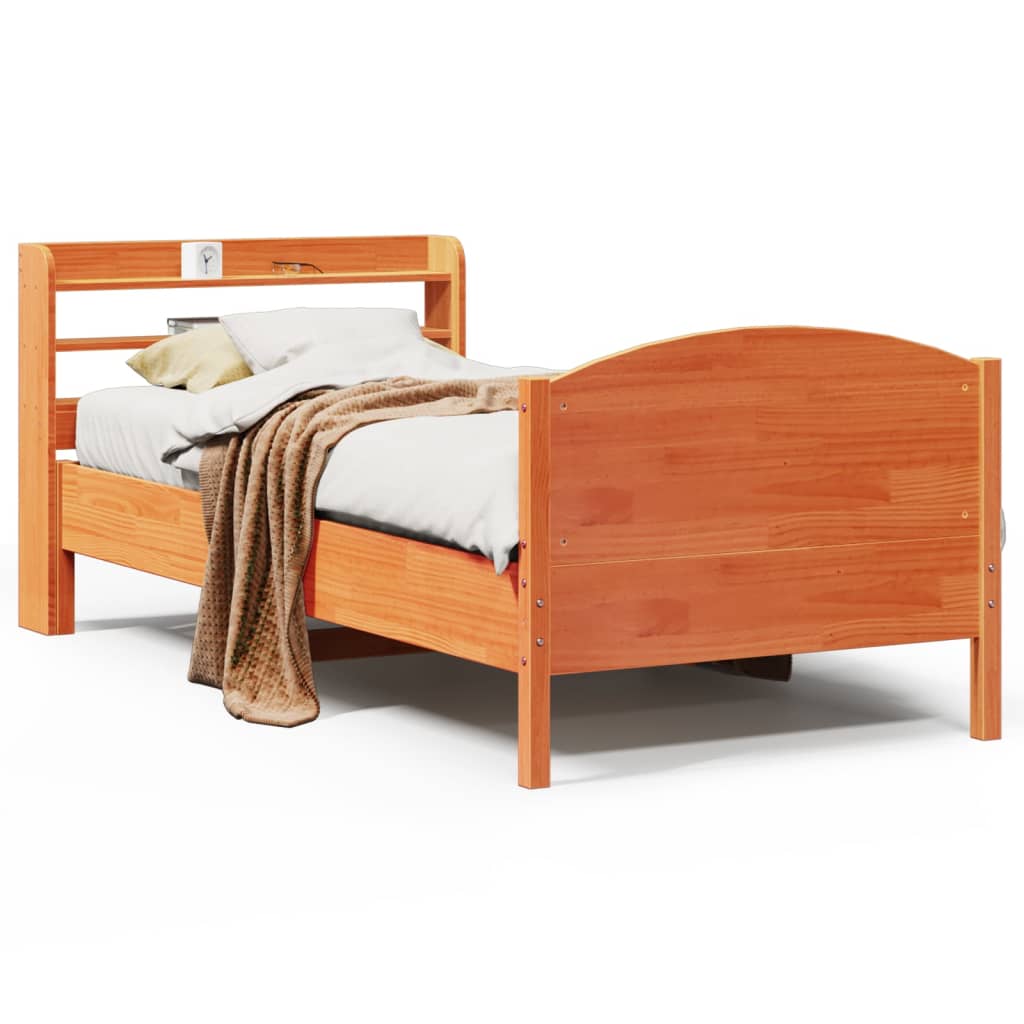 sengeramme uden madras 100x200 cm massivt fyrretræ gyldenbrun