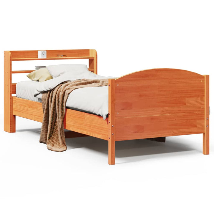 sengeramme uden madras 100x200 cm massivt fyrretræ gyldenbrun