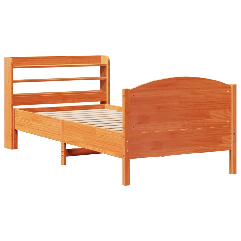 sengeramme uden madras 100x200 cm massivt fyrretræ gyldenbrun