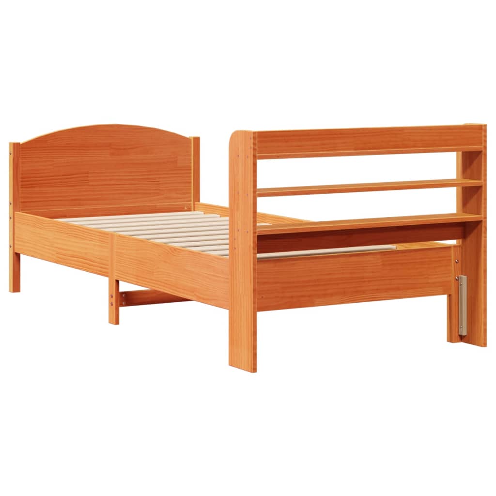 sengeramme uden madras 100x200 cm massivt fyrretræ gyldenbrun