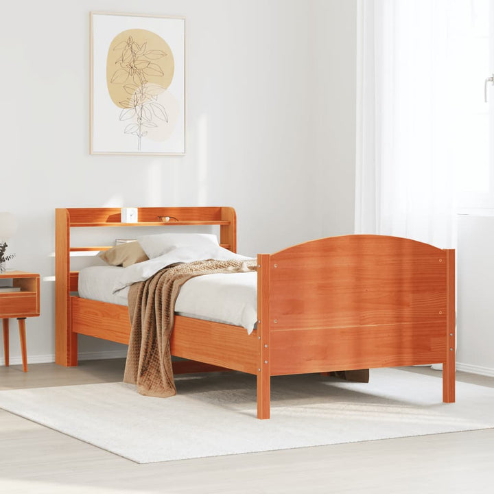 sengeramme uden madras 100x200 cm massivt fyrretræ gyldenbrun