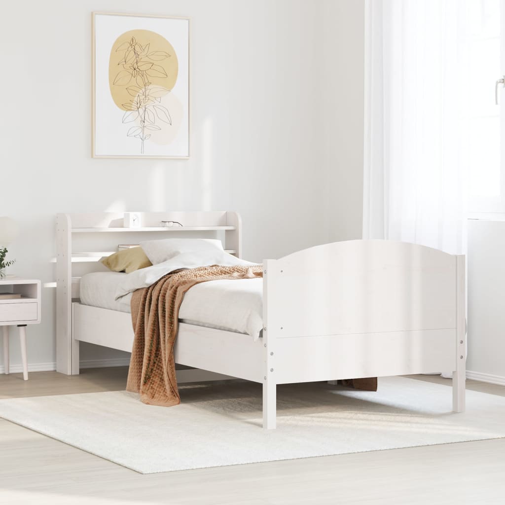 sengeramme uden madras 90x200 cm massivt fyrretræ hvid