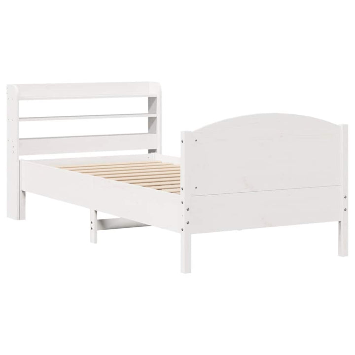sengeramme uden madras 75x190 cm massivt fyrretræ hvid