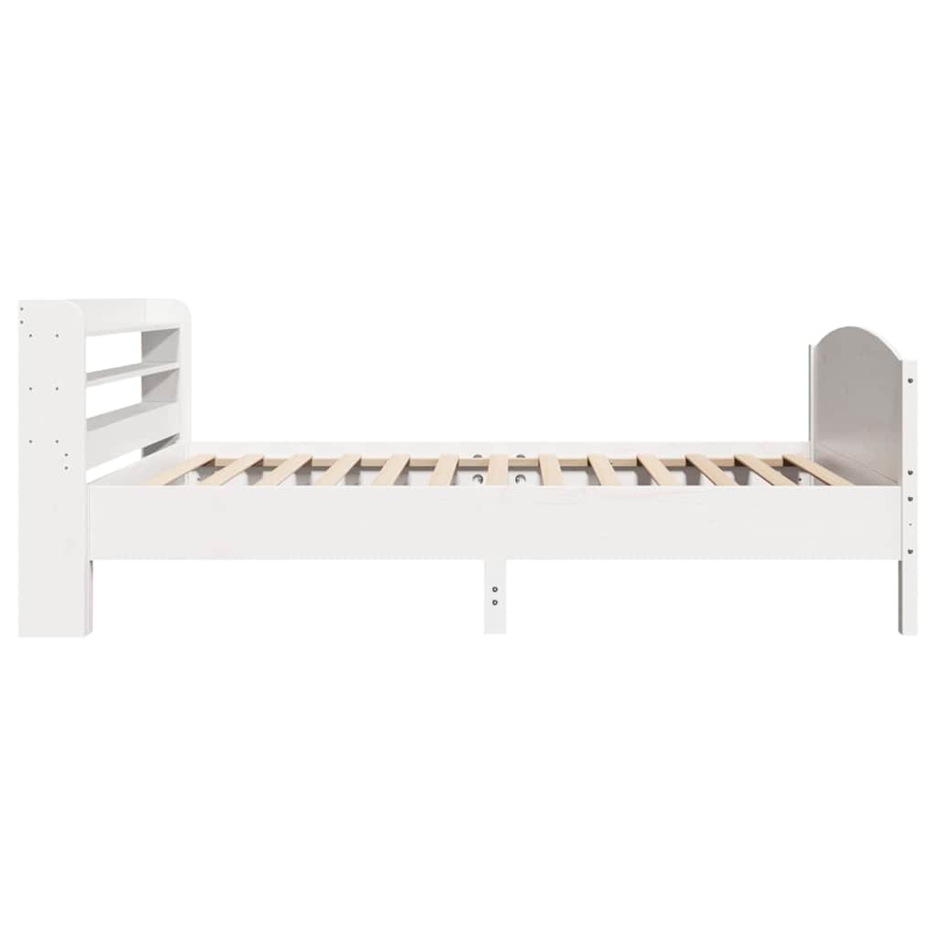 sengeramme uden madras 75x190 cm massivt fyrretræ hvid