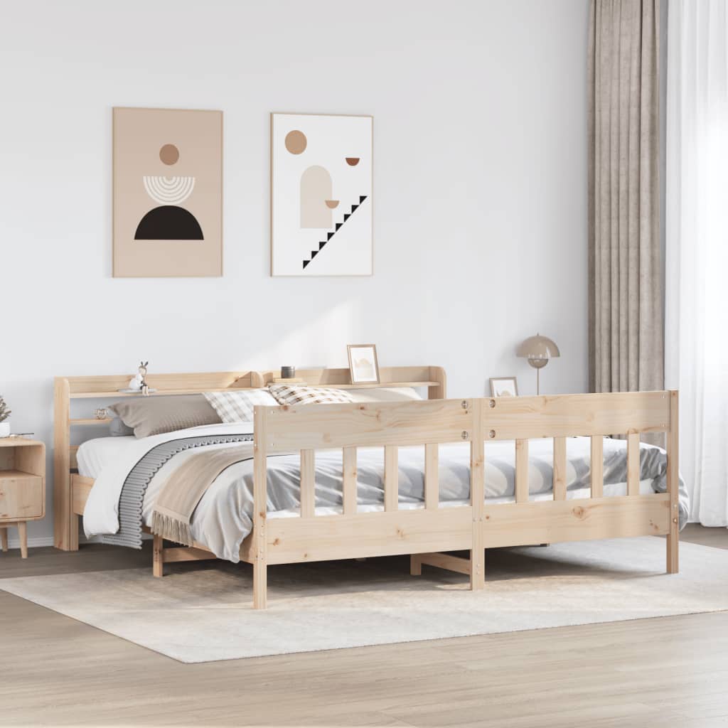 sengeramme uden madras 200x200 cm massivt fyrretræ