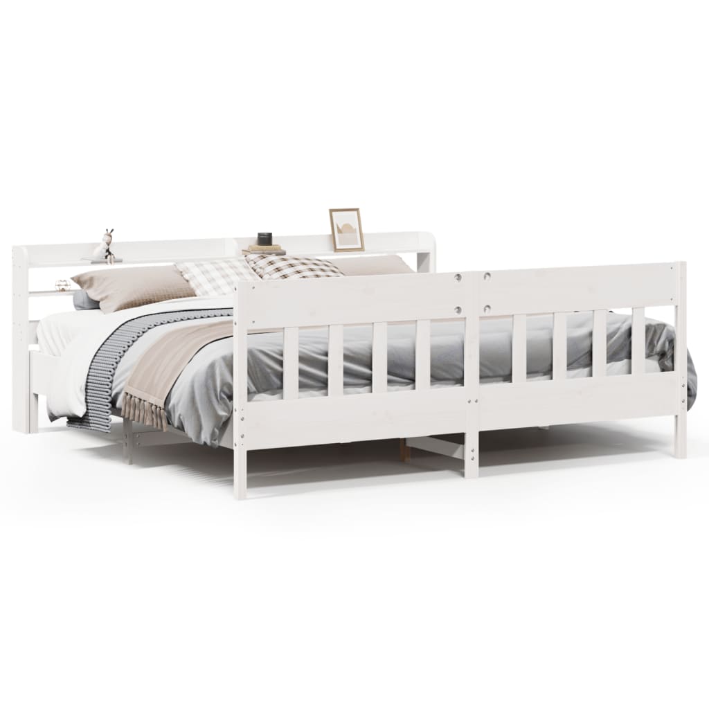 sengeramme uden madras 200x200 cm massivt fyrretræ hvid