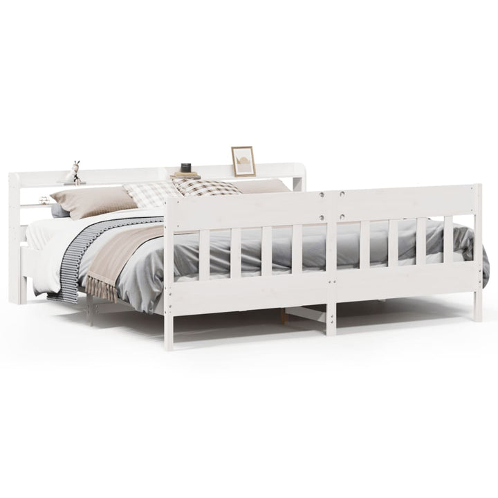 sengeramme uden madras 200x200 cm massivt fyrretræ hvid