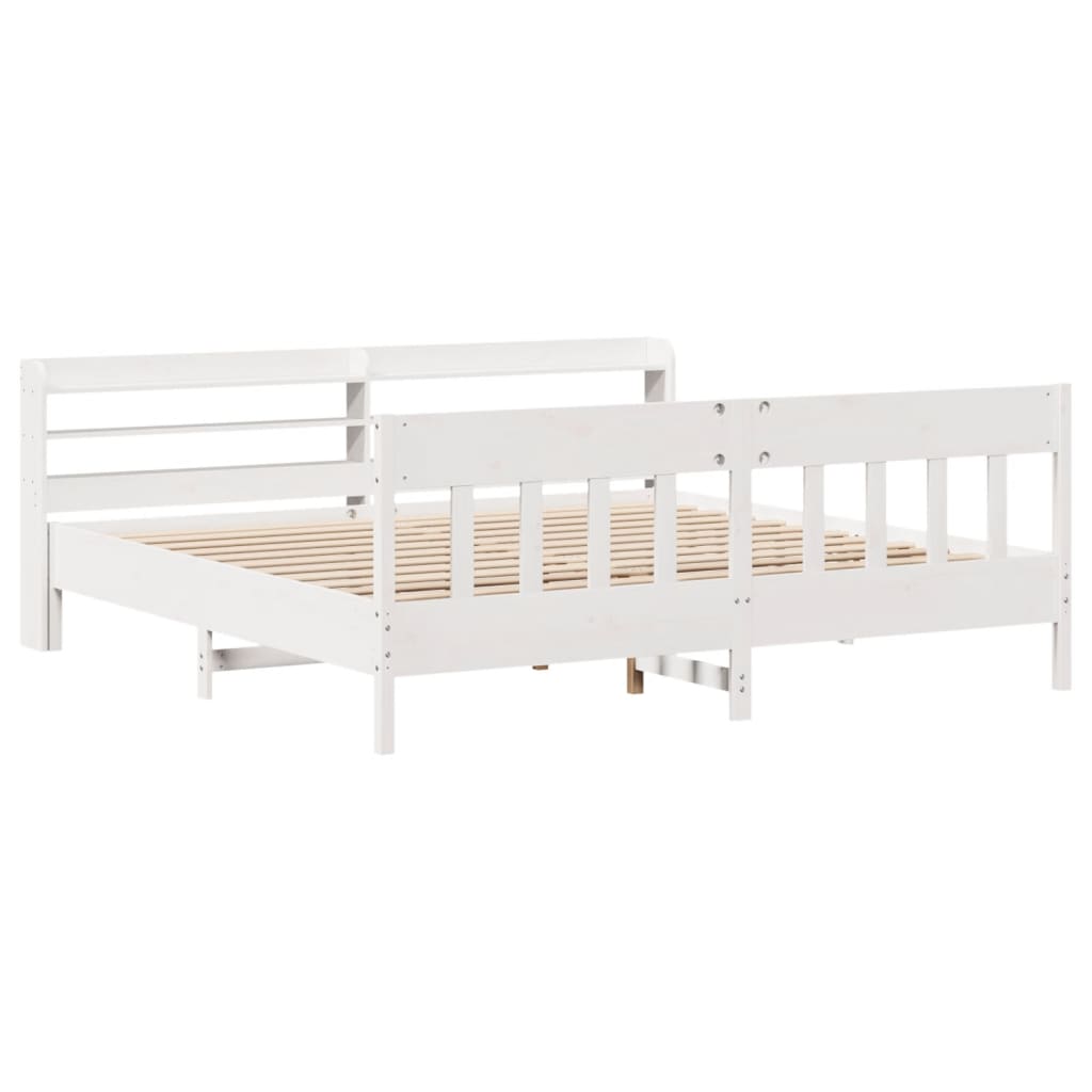 sengeramme uden madras 200x200 cm massivt fyrretræ hvid