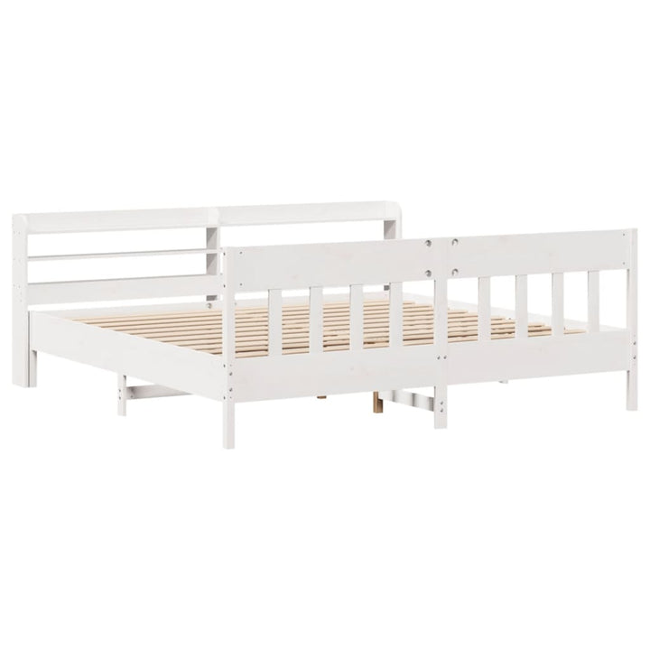sengeramme uden madras 200x200 cm massivt fyrretræ hvid
