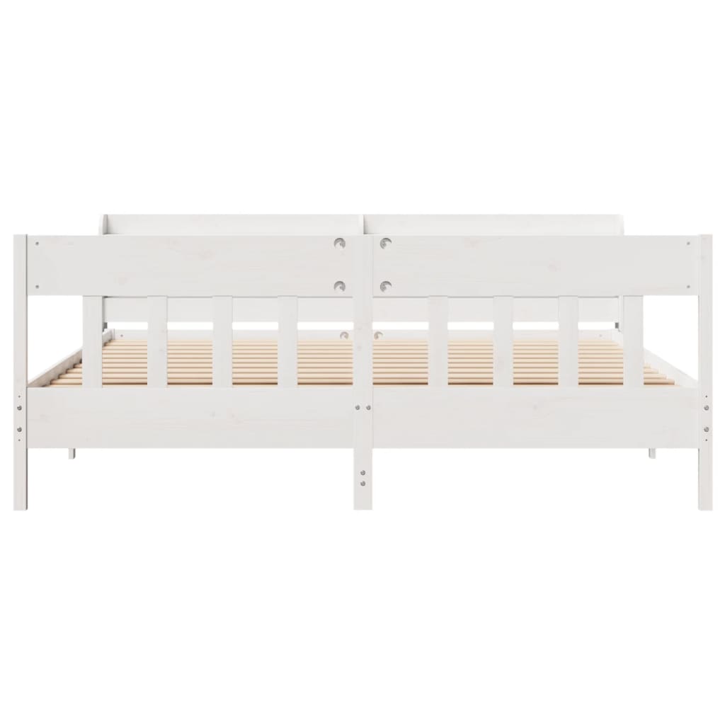sengeramme uden madras 200x200 cm massivt fyrretræ hvid