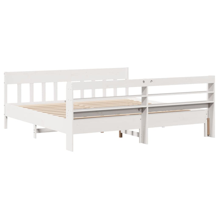 sengeramme uden madras 200x200 cm massivt fyrretræ hvid