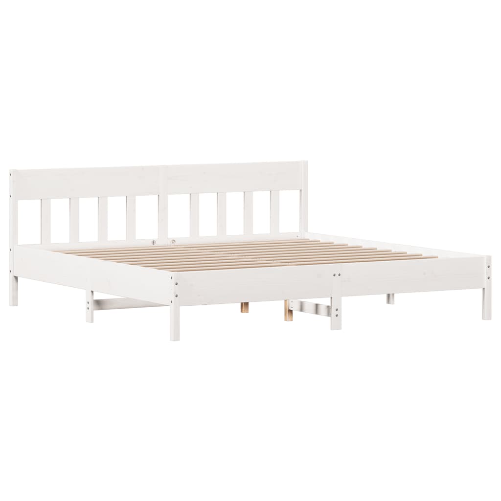 sengeramme uden madras 200x200 cm massivt fyrretræ hvid