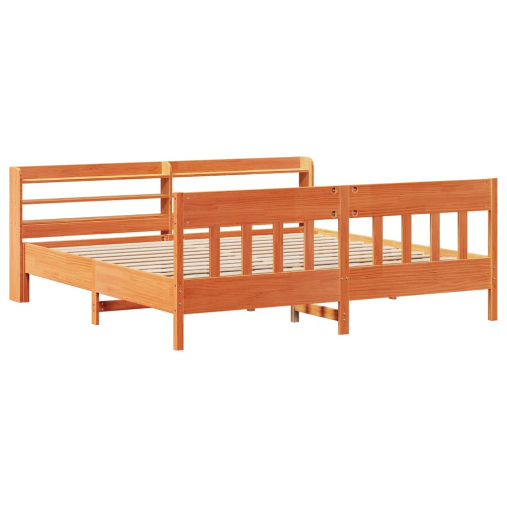 sengeramme uden madras 200x200 cm massivt fyrretræ gyldenbrun