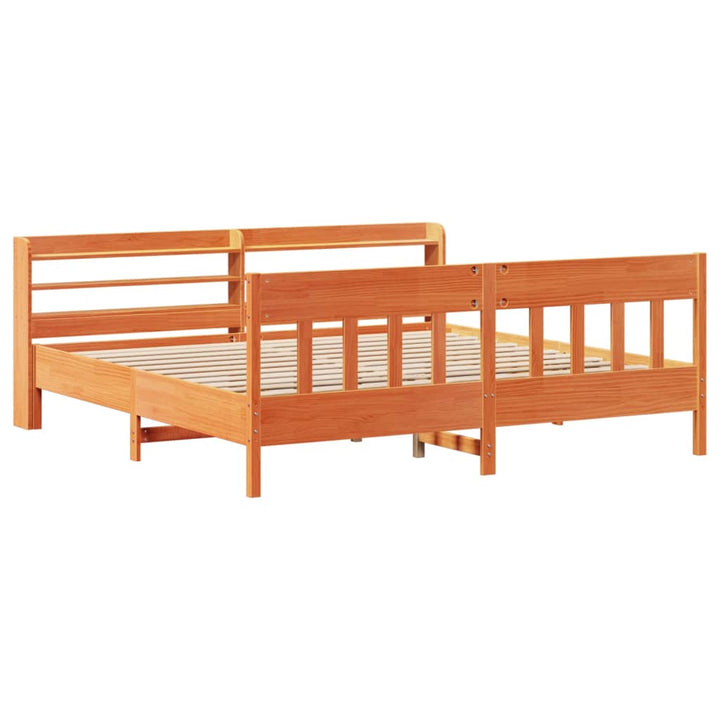 sengeramme uden madras 200x200 cm massivt fyrretræ gyldenbrun
