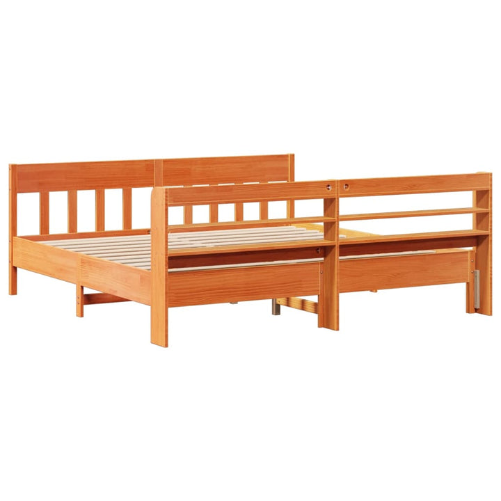 sengeramme uden madras 200x200 cm massivt fyrretræ gyldenbrun