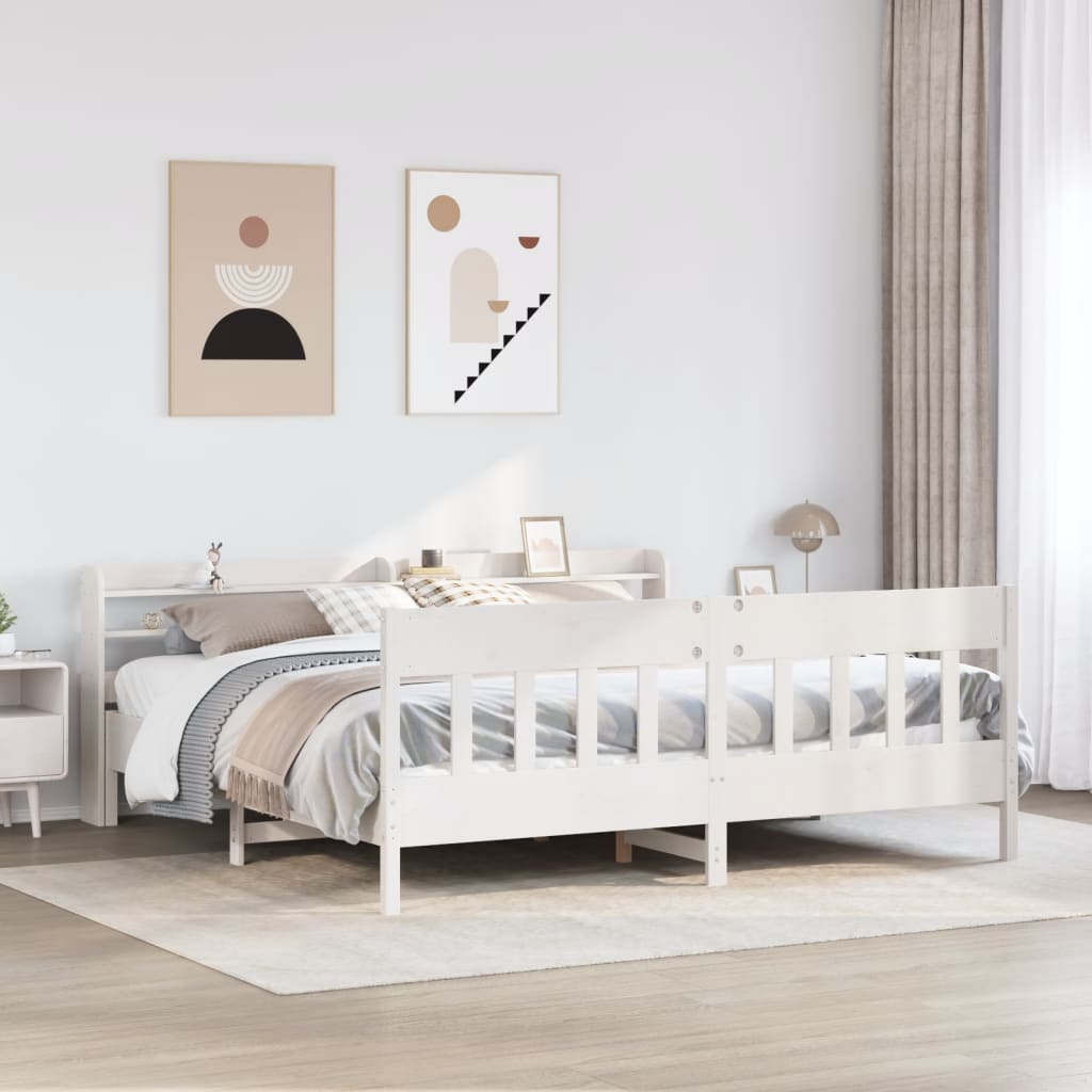 sengeramme uden madras 180x200 cm massivt fyrretræ hvid