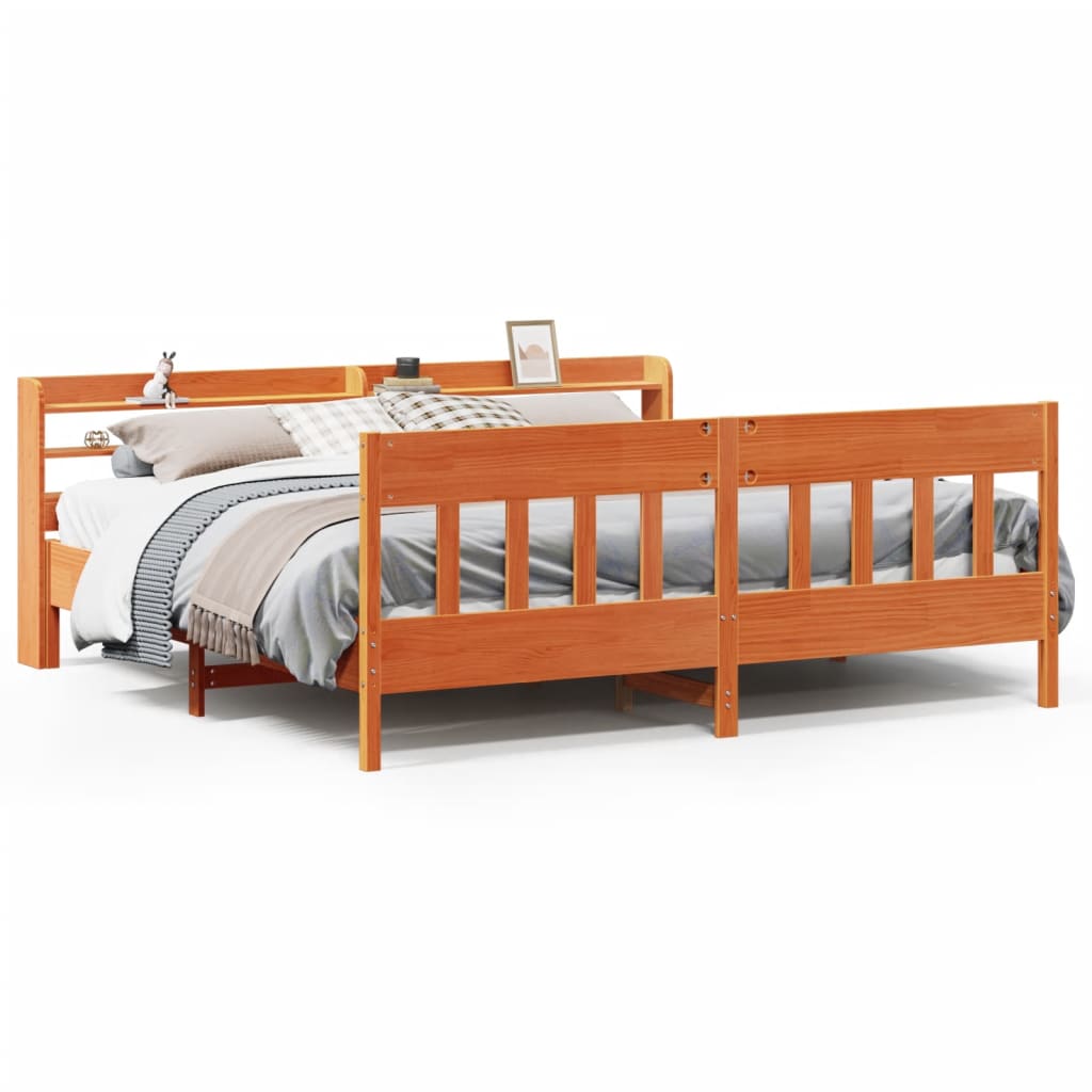 sengeramme uden madras 180x200 cm massivt fyrretræ gyldenbrun