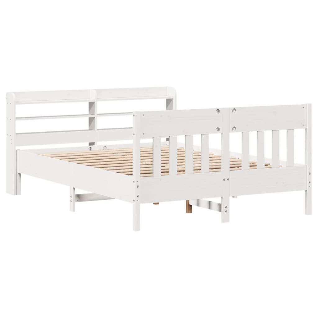 sengeramme uden madras 160x200 cm massivt fyrretræ hvid