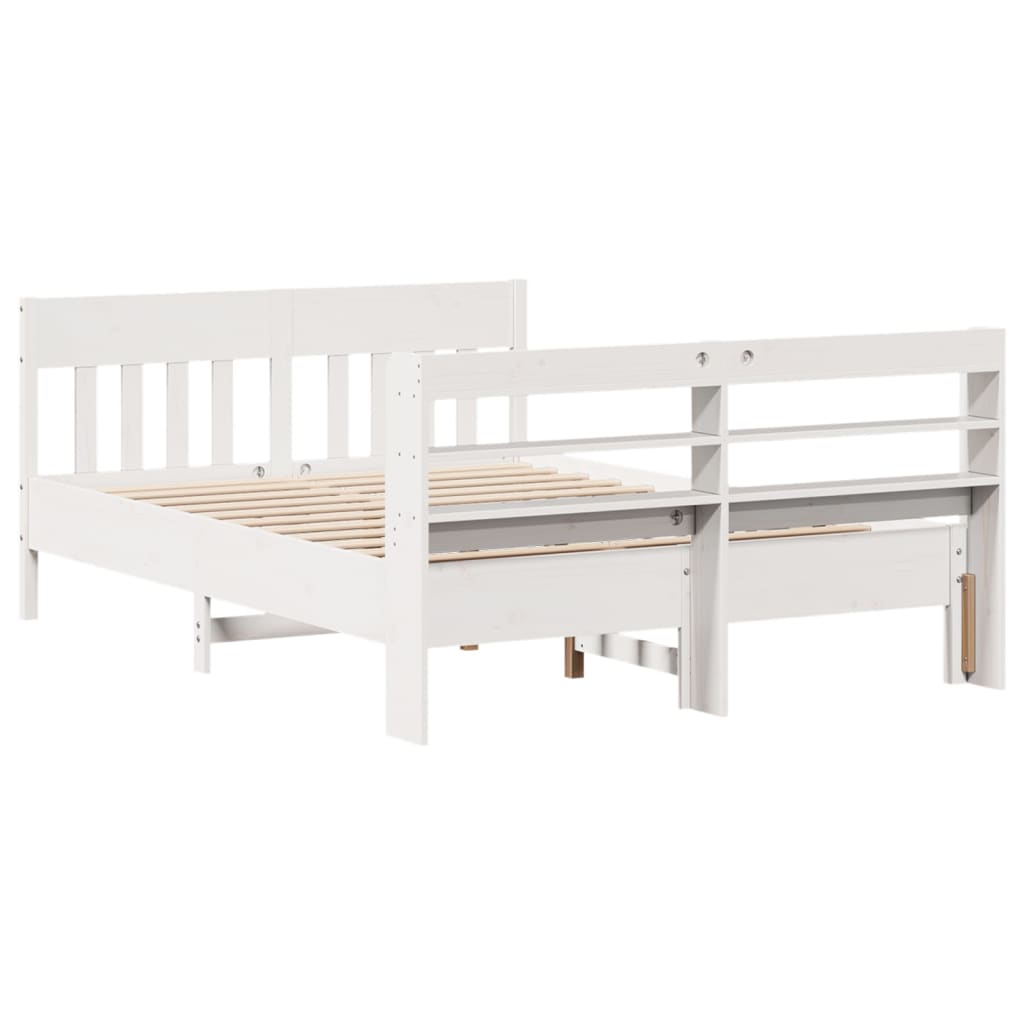 sengeramme uden madras 160x200 cm massivt fyrretræ hvid